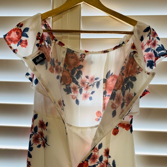 SOLD Dotti Size 8 Floral Off Shoulder Ruffle Dress Lined w/ Split - Picture 9 of 10